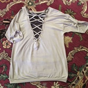 New Short Sleeve Corset Tie Back Top w/ Tank Top